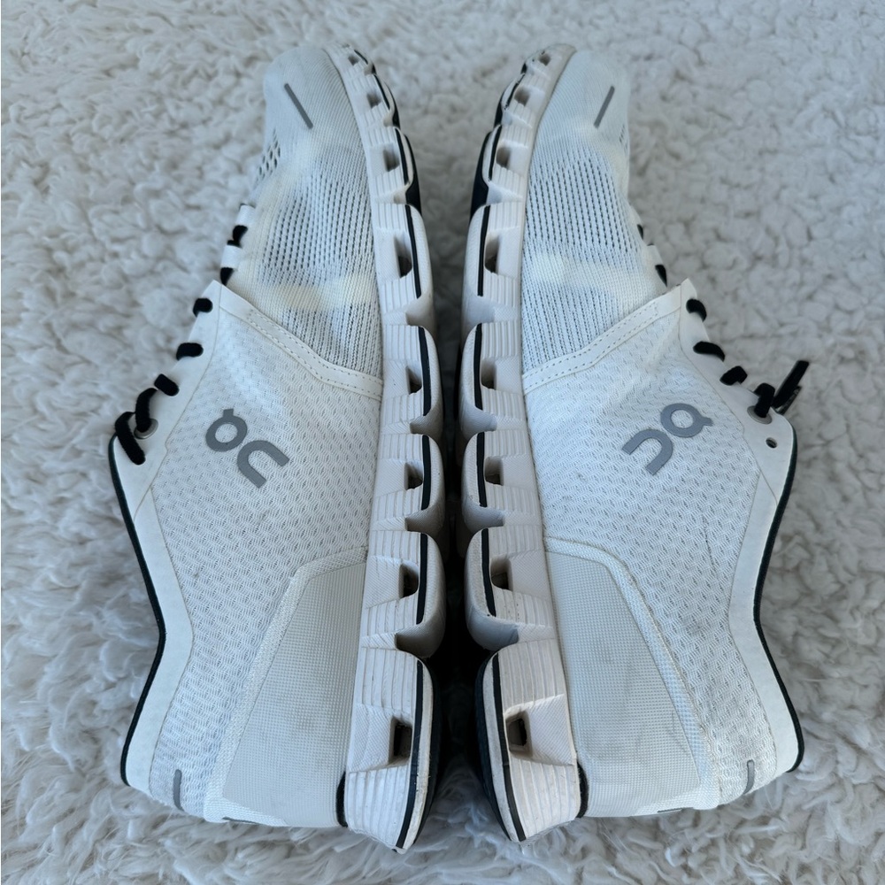On cloud white sneakers, barely worn